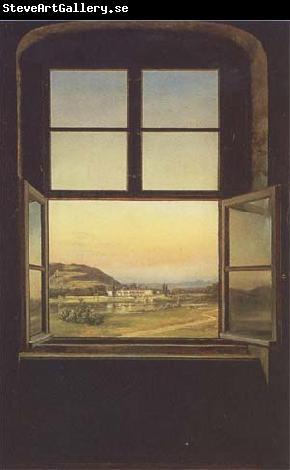 johann christian Claussen Dahl View through a Window to the Chateau of Pillnitz (mk09)